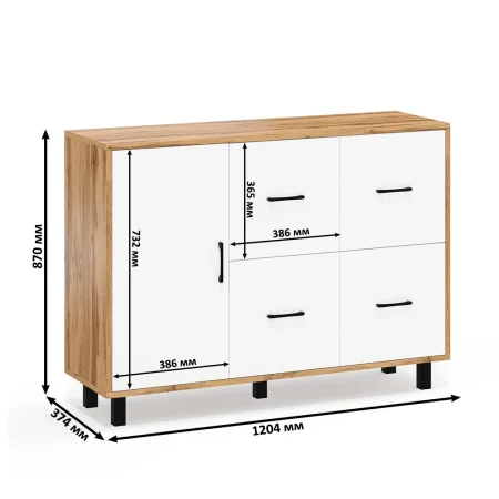 Комод 125-1204 дуб вотан/белый