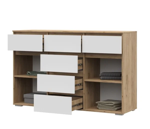 Комод 6 ящиков Хелен КМ-05 дуб крафт золото/белый Комод 6 ящиков Хелен КМ-05 дуб крафт золото/белый