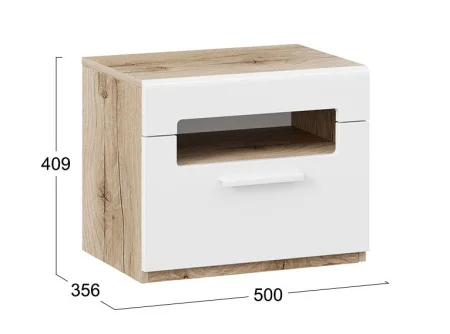 Тумба прикроватная Фьюжн дуб делано/белый глянец