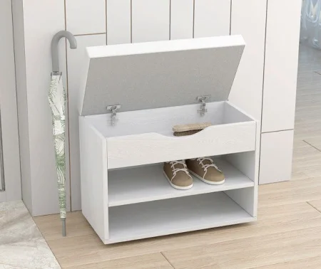 Обувница мягкая №3 ясень анкор светлый/белый экокожа