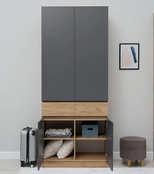 Шкаф 2-х створчатый Роджина дуб крафт/графит