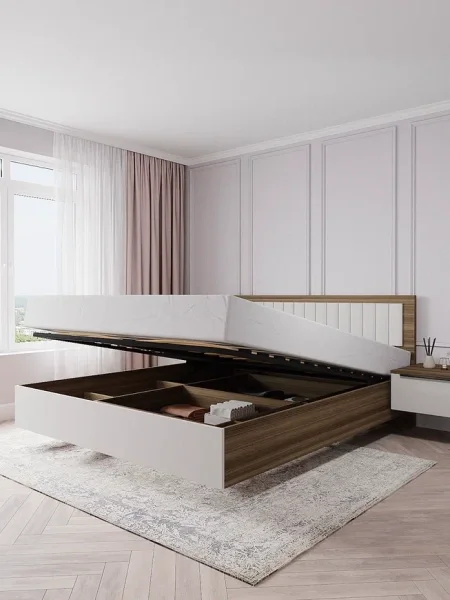 Кровать Роза 160 орех франклин/белый софт тренто Кровать Роза 160 орех франклин/белый софт тренто