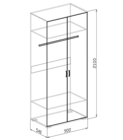 Шкаф 2-х дверный Кельн №2 белый/белый софт