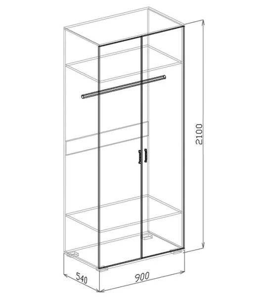 Шкаф 2-х дверный Кельн №2 белый/белый софт