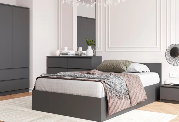 Кровать полутороспальная Мори КРМ 1200.1 графит Кровать полутороспальная Мори КРМ 1200.1 графит