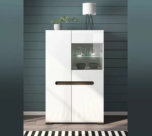 Шкаф с витриной Ацтека REG1W1D/14/9 белый глянец Шкаф с витриной Ацтека REG1W1D/14/9 белый глянец