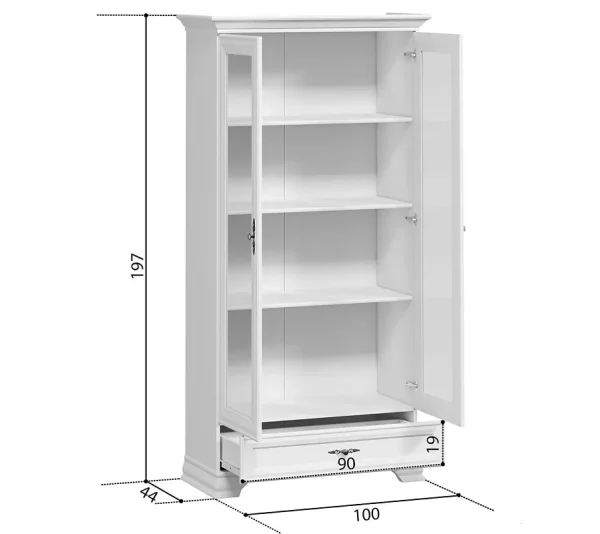Шкаф-витрина Кентаки REG2W1S белый Шкаф-витрина Кентаки REG2W1S белый
