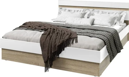 Кровать Ким 1,6 дуб сонома/белый глянец