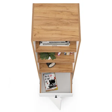 Стеллаж Вуди 13.146 белый премиум/дуб крафт золотой