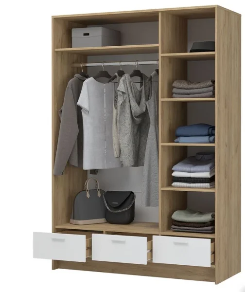 Шкаф 3-х створчатый с зеркалом Ирис ШК-03 дуб крафт золотой/белый