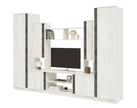 Гостиная Атлантида-5 бетон темный/дуб крафт белый