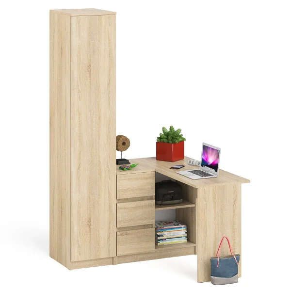 Комплект Стол компьютерный МС-16 левый + Пенал МШ 400.1, дуб сонома