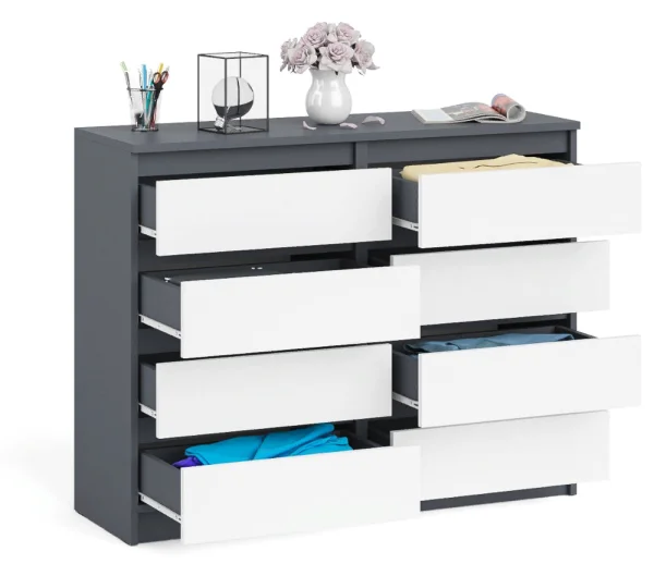 Комод восемь выдвижных ящиков МК 1200.8 графит/белый Комод восемь выдвижных ящиков МК 1200.8 графит/белый