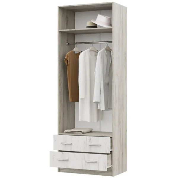 Шкаф 2-х створчатый Гармония ШК-603 М дуб крафт белый/дуб крафт серый