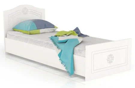 Кровать Онега дуб беленый/белый вельвет