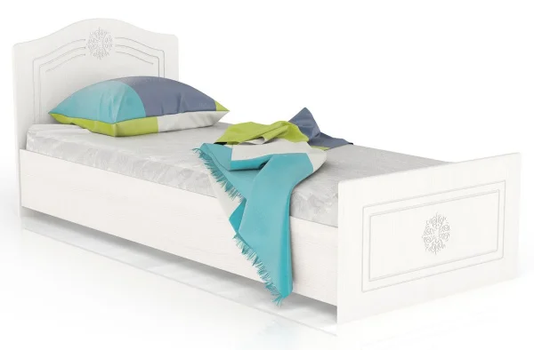 Кровать Онега дуб беленый/белый вельвет Кровать Онега дуб беленый/белый вельвет