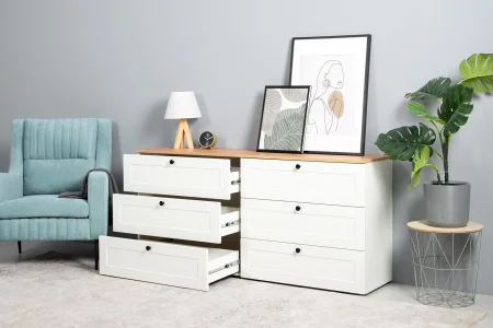 Комод Остин 16.240 белый шагрень/дуб крафт золотой