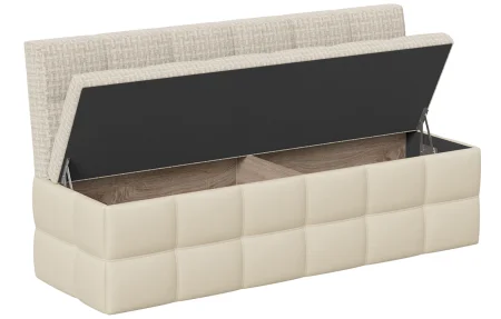 Скамья прямая Домино исп 2 кожзам светлый/ткань светлая