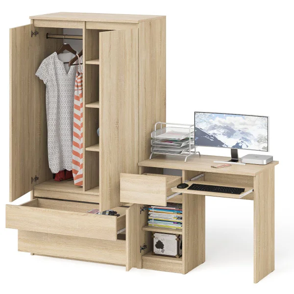 Комплект стол компьютерный МС-1 левый + Шкаф МШ 900.1 дуб сонома