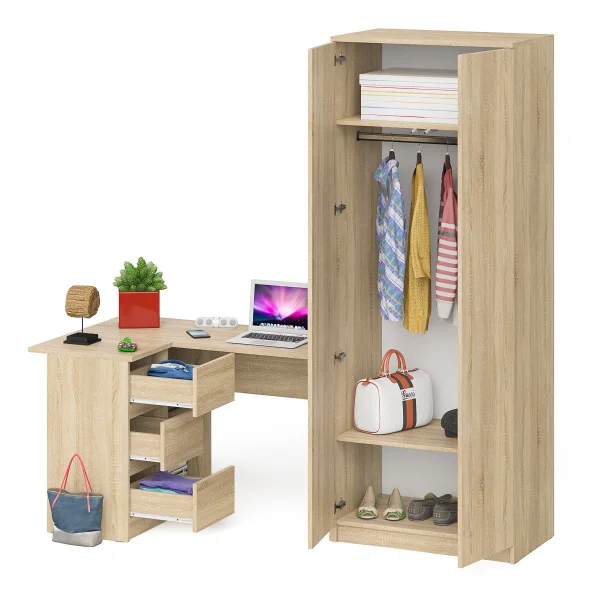 Комплект стол компьютерный МС-16 левый + Шкаф МШ 800.1 дуб сонома