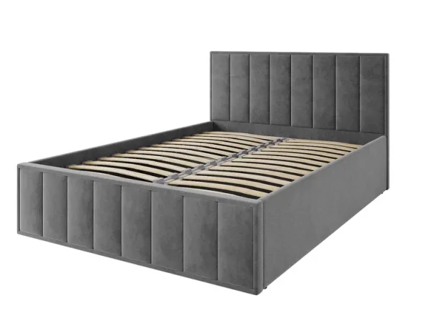 Кровать Лана 140х200 с подъемным механизмом, велюр графит софт Кровать Лана 140х200 с подъемным механизмом, велюр графит софт