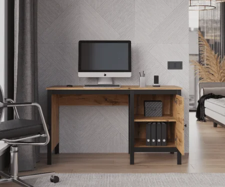 Стол письменный Лофт BIU/130 дуб вотан/черный