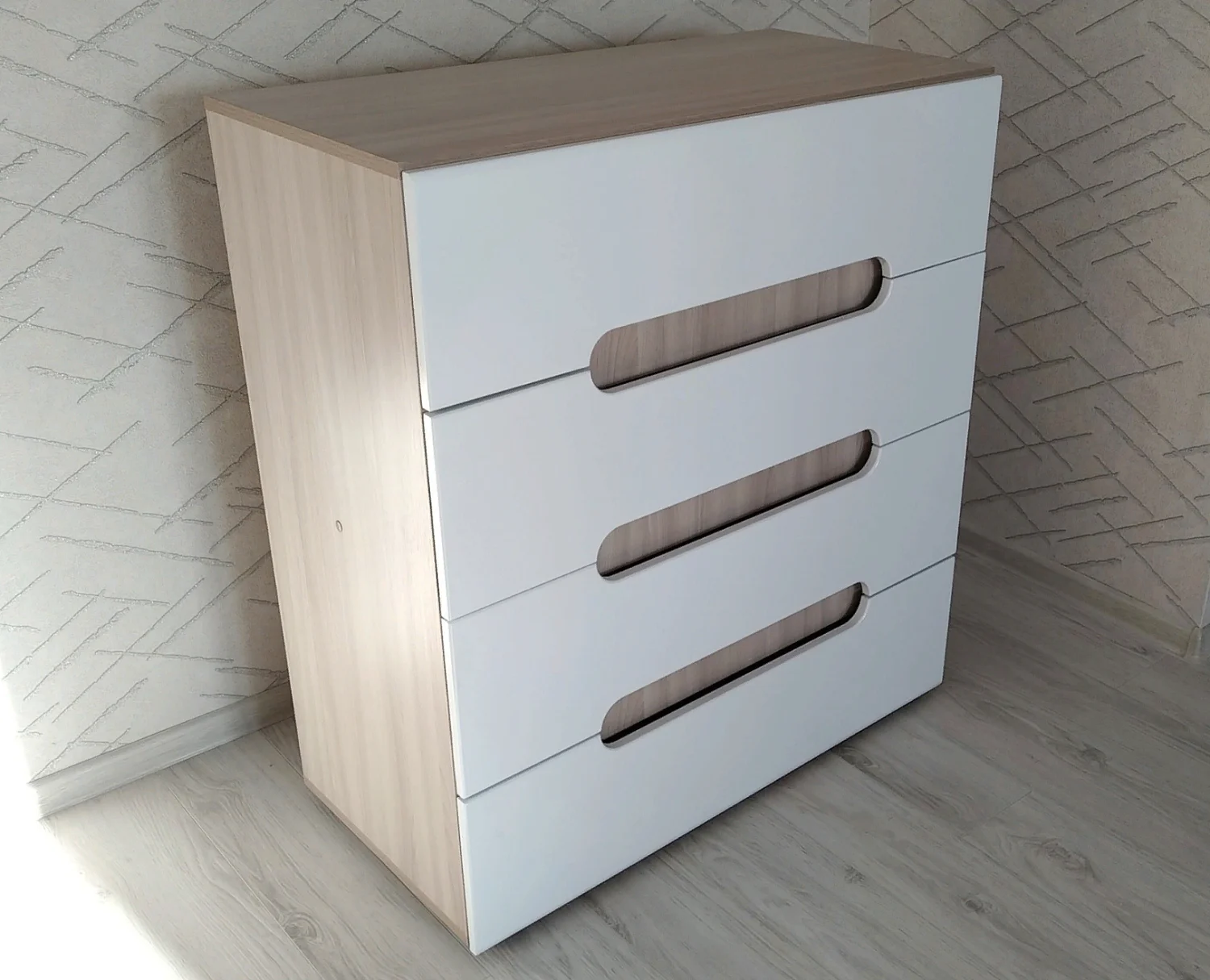 Комод Палермо-3 КМ-022 ясень шимо светлый/белый глянец