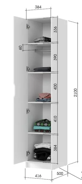 Шкаф 400 Руна ШК 01 белый