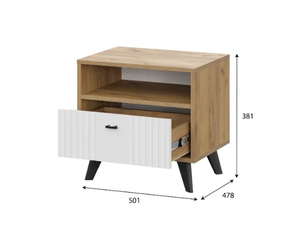 Тумба прикроватная Милан дуб золотой/белый матовый Тумба прикроватная Милан дуб золотой/белый матовый