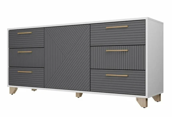 Комод Копенгаген белый/серый графит Комод Копенгаген белый/серый графит