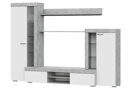Гостиная МГС-5 цемент светлый/белый