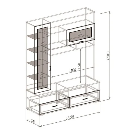 Витрина Кельн №5 белый/белый софт