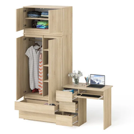 Комплект стол компьютерный МС-6 левый + Шкаф МШ 900.1 + Антресоль МА 900.1 дуб сонома