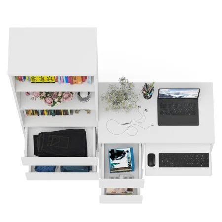 Комплект Мори Стол компьютерный МС-6 левый + Стеллаж МСТ 600.3 белый