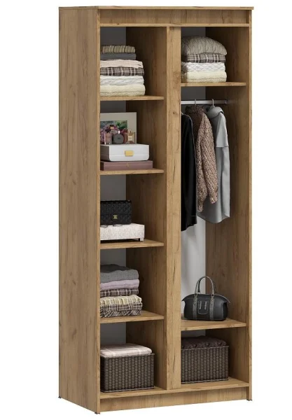 Шкаф 2-х дверный Ламия ШК 062 с зеркалом дуб крафт золотой/белый бриллиант