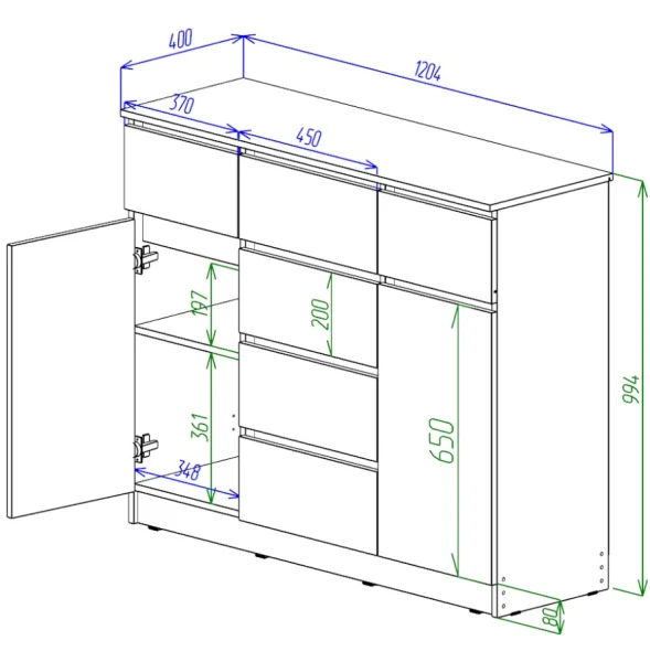 Комод Охта Лайт 1200.4 дуб вотан/белый Комод Охта Лайт 1200.4 дуб вотан/белый