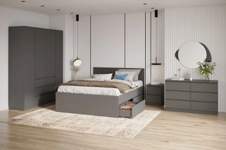 Кровать односпальная Мори с ящиками КРМЯ 900.1 графит