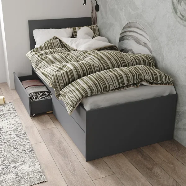 Кровать односпальная Мори с ящиками КРМЯ 900.1 графит Кровать односпальная Мори с ящиками КРМЯ 900.1 графит