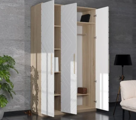 Шкаф 3-х створчатый Копенгаген дуб сонома/белый матовый