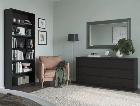 Комод шесть ящиков Варма 6Д черный шпон