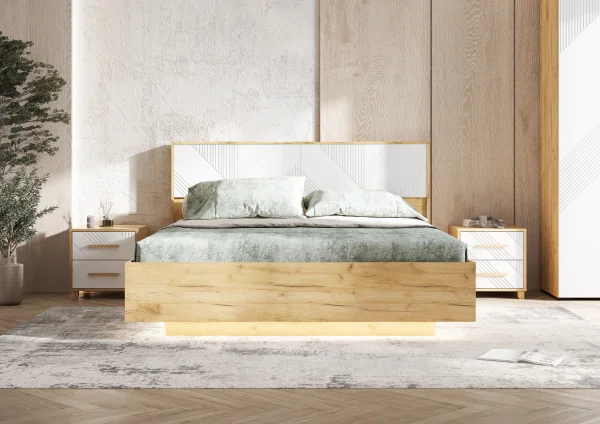 Кровать парящая Ирис 1,6 браш вайт/дуб крафт Кровать парящая Ирис 1,6 браш вайт/дуб крафт