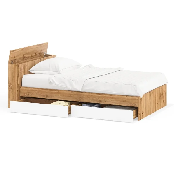 Кровать с ящиками Ксения дуб вотан/белый Кровать с ящиками Ксения дуб вотан/белый