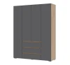 Шкаф 4-х створчатый Хелен ШК-05 серый графит/дуб крафт золото
