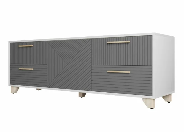 Тумба под ТВ со створкой Копенгаген белый/серый графит Тумба под ТВ со створкой Копенгаген белый/серый графит