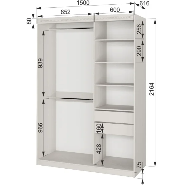 Шкаф-купе Азалия-26 бодега белый