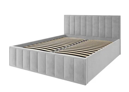 Кровать Лана 160х200 с подъемным механизмом, велюр серый софт