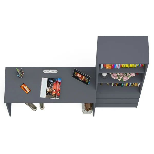 Комплект Мори Стол письменный МСП 1200.1 + Стеллаж МСТ 600.3 графит