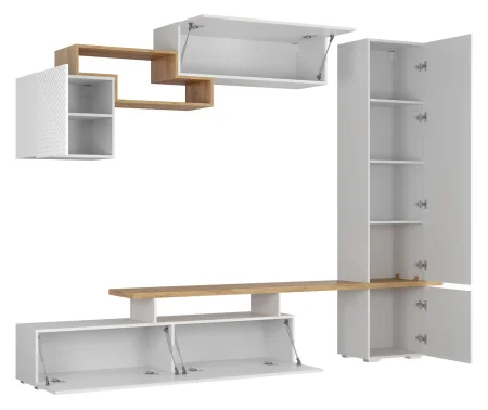 Стенка SkyFree НМ-001 (Скайфри) белый/дуб крафт золотой