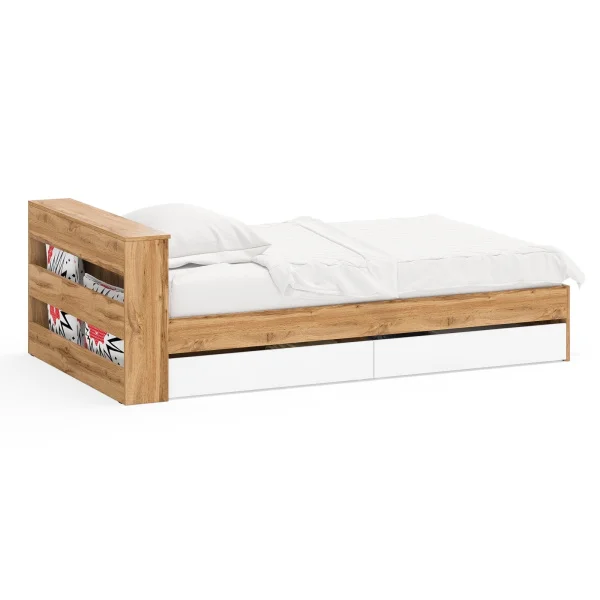 Кровать с ящиками Ксения дуб вотан/белый Кровать с ящиками Ксения дуб вотан/белый