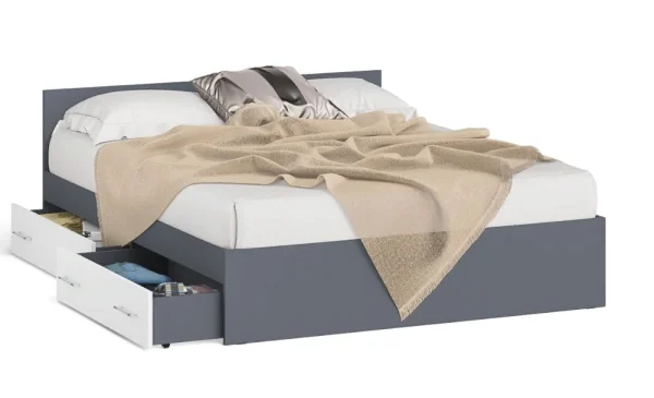 Кровать с ящиками Мори графит/белый Кровать с ящиками Мори графит/белый